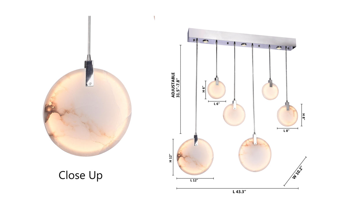 Chrome LED Chandelier With Spanish Marble Accents