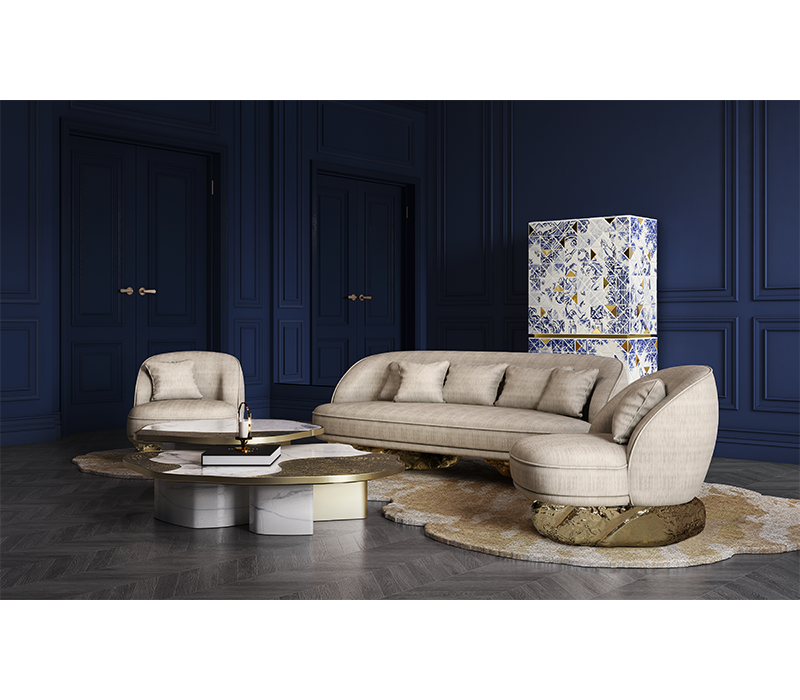 Opelia Calacatta Marble & Gold Center Table