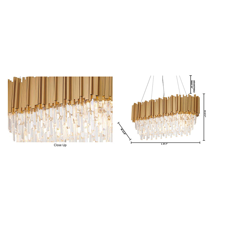 Chrome/Gold Chandelier With Clear Hanging Crystals