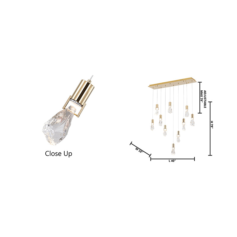 Island Light with Clear Crystal Stone Pendants