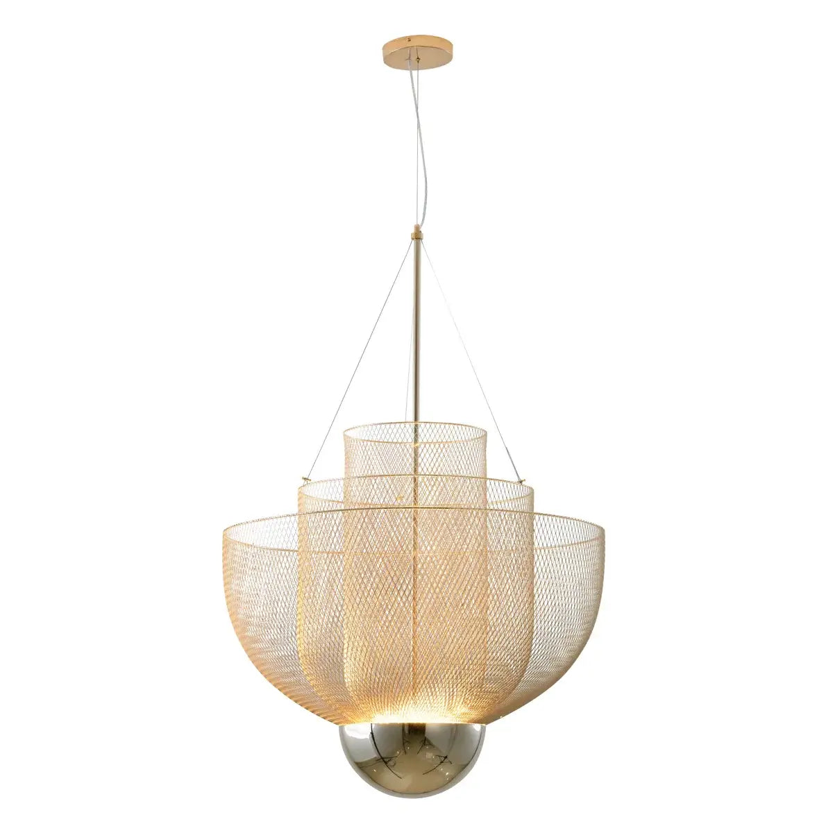 Triple-Tier Gold Mesh LED Light - Front view