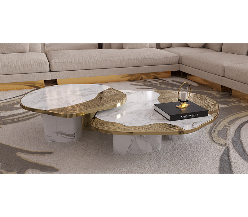 Opelia Calacatta Marble & Gold Center Table