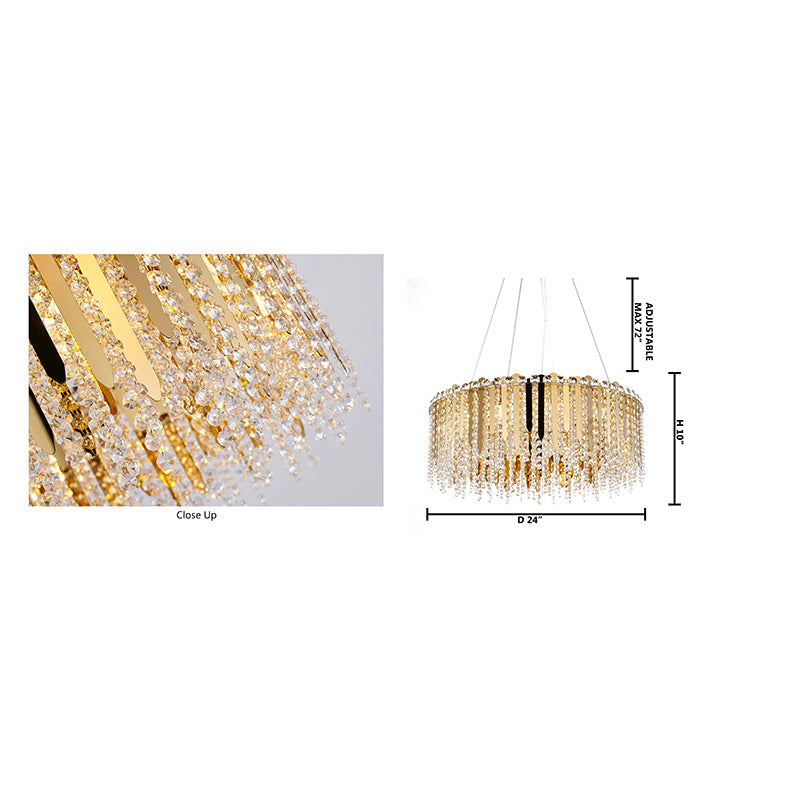 Gold Chandelier With Clear Hanging Crystal Beads
