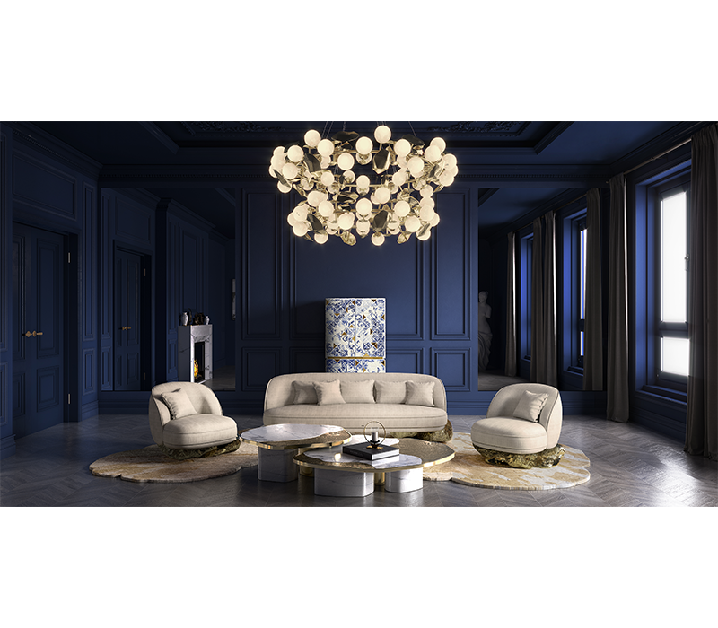 Opelia Calacatta Marble & Gold Center Table