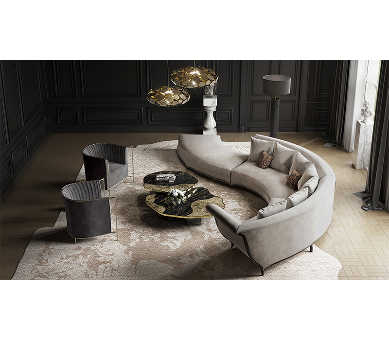 Ophelia Portoro Marble & Gold Center Table