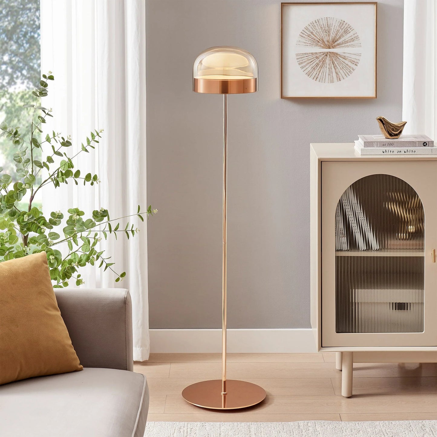 Iron And Champagne Glass Floor Lamp