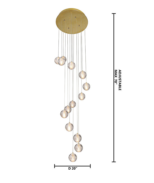 Flushed Chandelier With Hanging Clear Bubble CRYSTAL Pendants