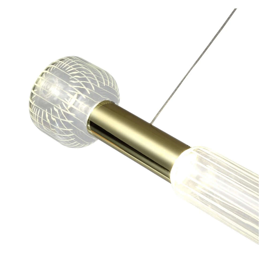 Contemporary Gold LED Chandelier with Glass Linear Design by Bethel International