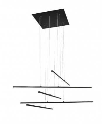 Modern Matte Black LED Chandelier with Chrome Accents