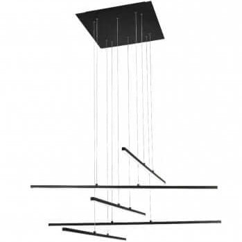 Modern Matte Black LED Chandelier with Chrome Accents