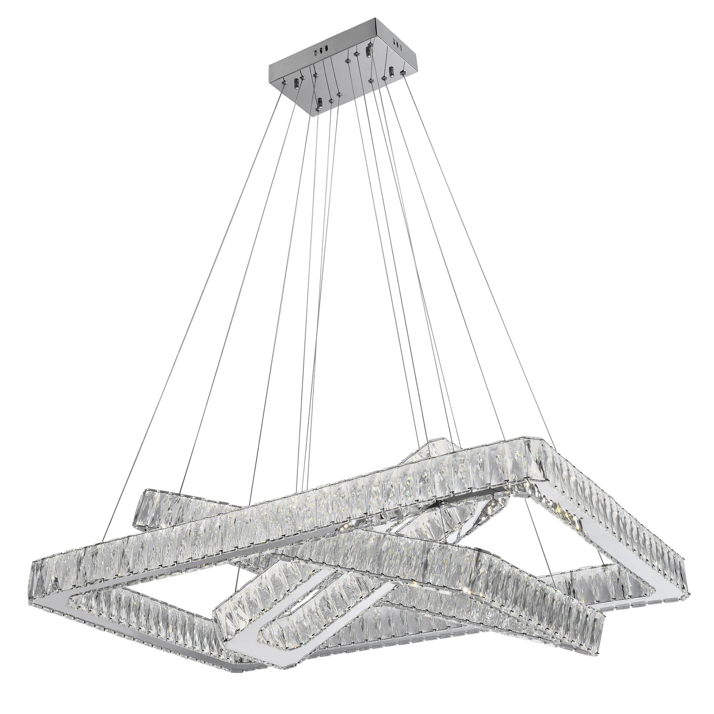 Crystal Elegance LED Chandelier with 3 Rectangles