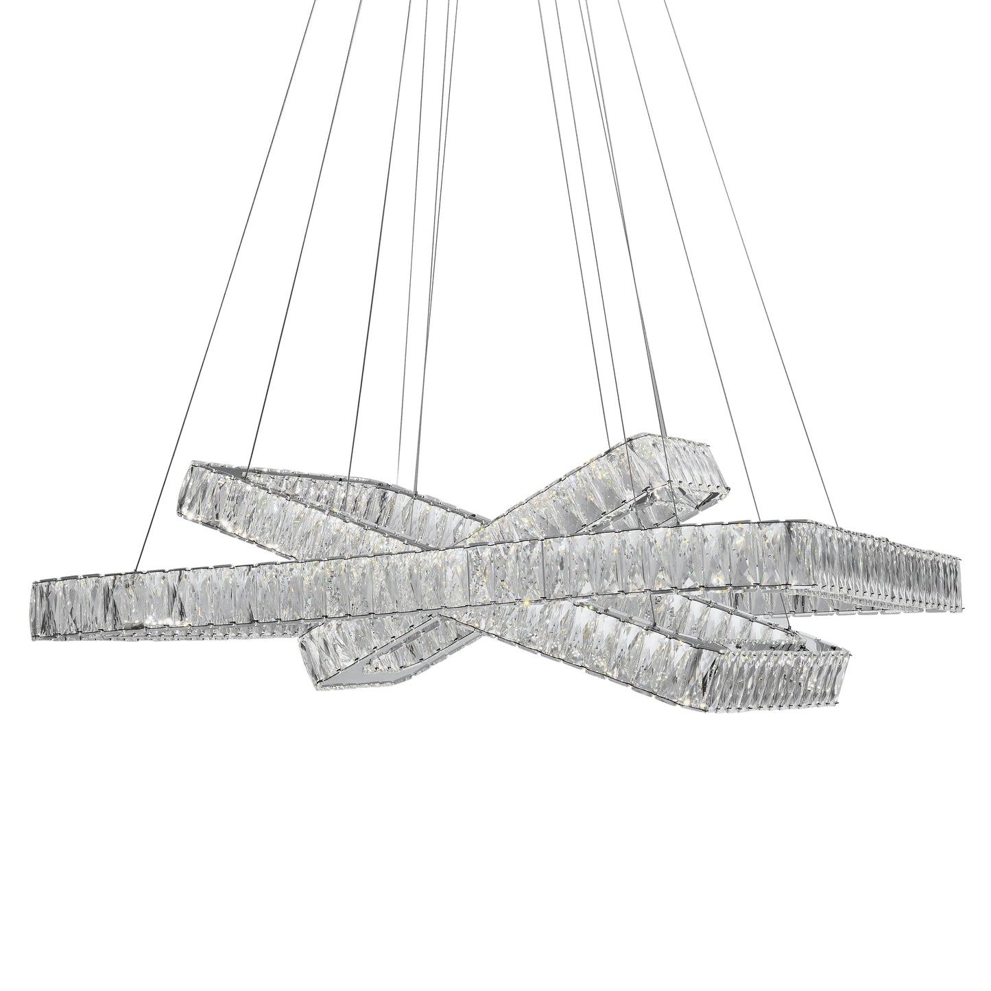 Crystal Elegance LED Chandelier with 3 Rectangles