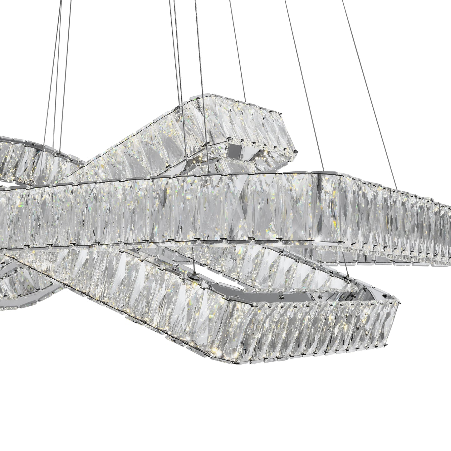 Crystal Elegance LED Chandelier with 3 Rectangles