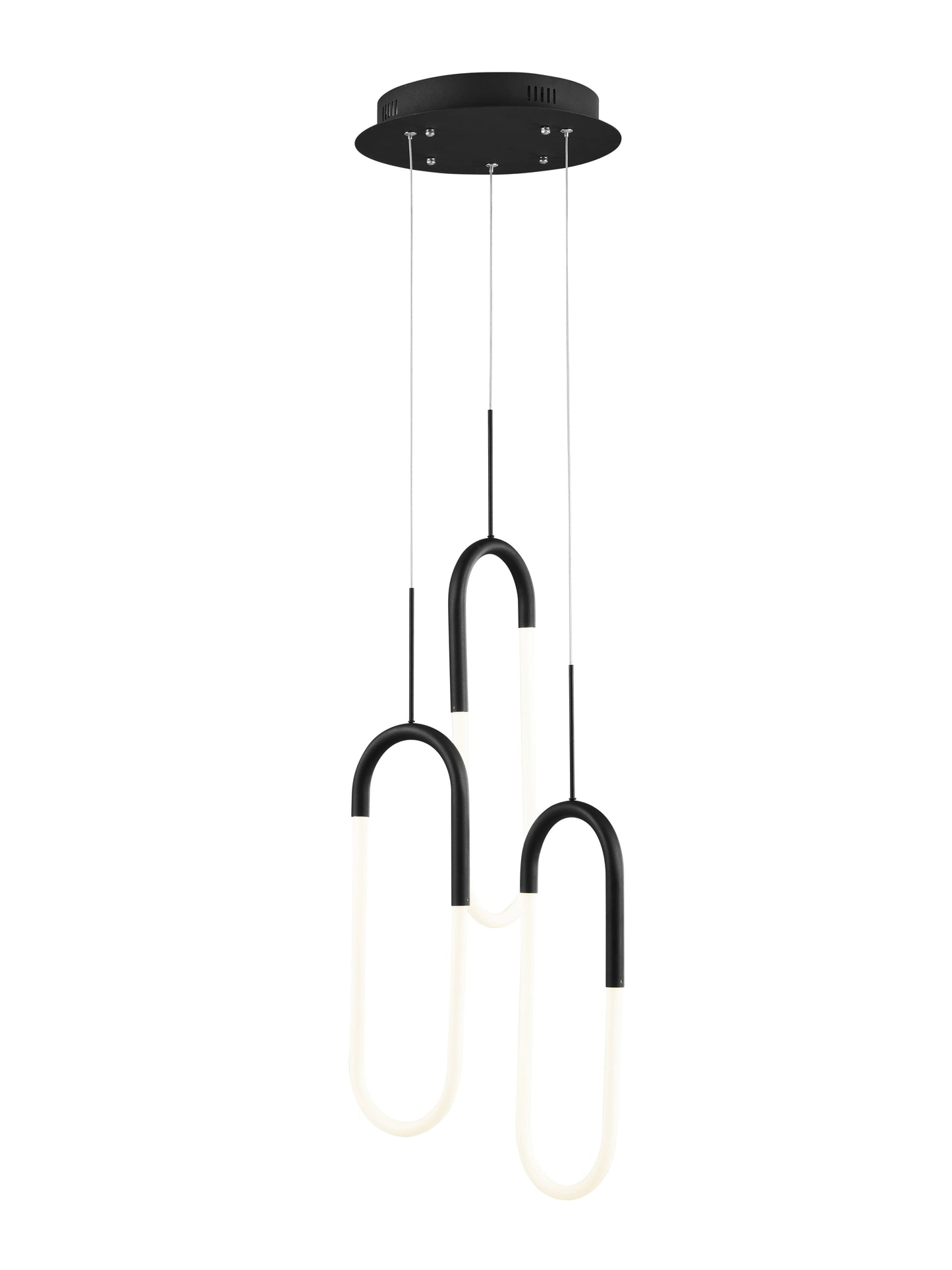 LED Three Clips Matte Black Chandelier