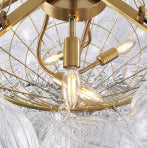 Brass Frame Chandelier with Clear Swirl Glass Shades