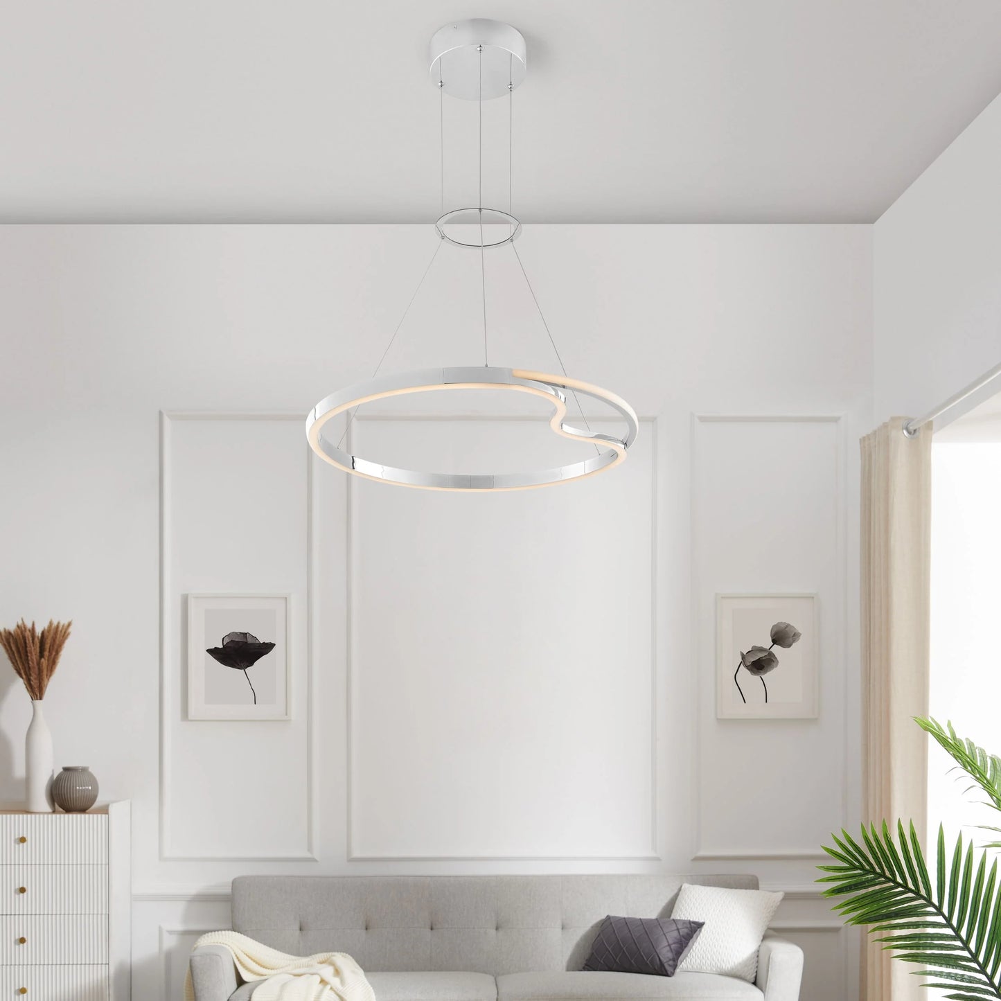 Minsk Single Round Chrome Chandelier