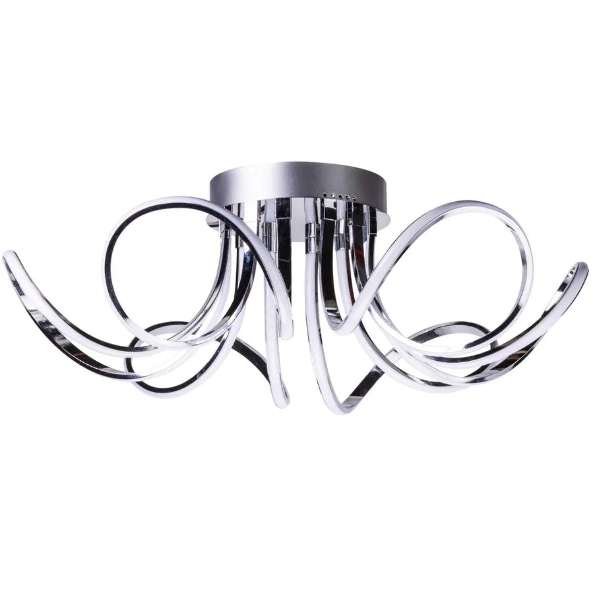 Chrome 6 Petal Flower DimmableI LED Flush Mount Lamp