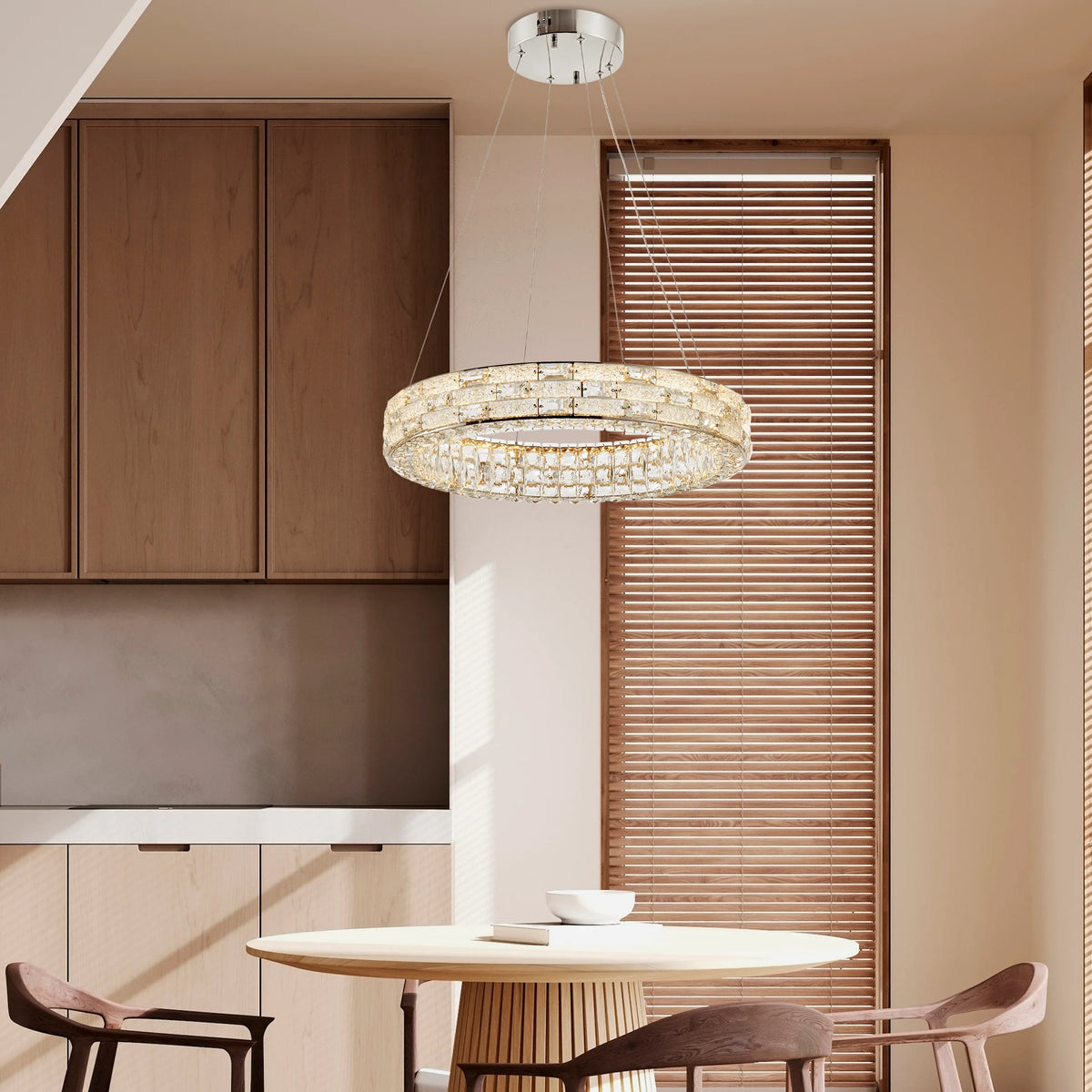 1 Ring Crystal Chrome Chandelier by Finese Decor