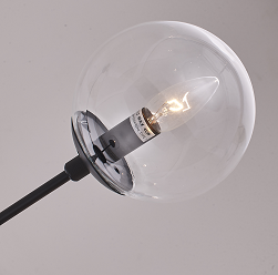 Black Metal Frame Ceiling Fixture with Clear Glass Globe Shapes