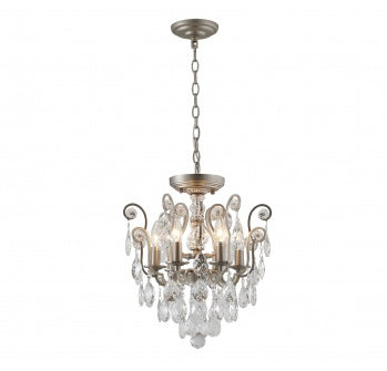 Clear Hanging Crystals with Pewter Frame Chandelier