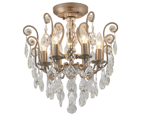 Clear Hanging Crystals with Pewter Frame Chandelier