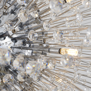 Clear Crystal Beaded Sputnik Chandelier with Chrome Hardware