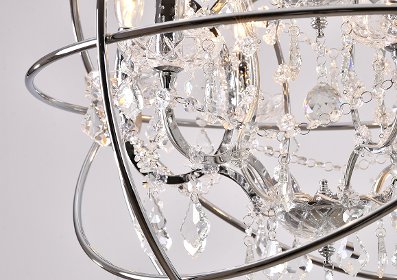 Clear Crystal Chandelier with Chrome/Black Cage Frame