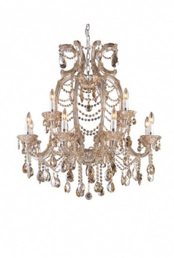 2-Tier Champagne Crystal Chandelier with Chrome Hardware