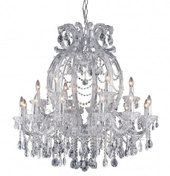 2-Tier Clear Crystal Chandelier with Chrome Hardware