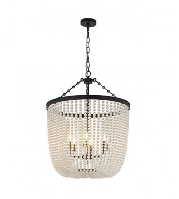 Satin Black/Chrome/Gold Frame Chandelier with Clear Beaded Hanging Glass
