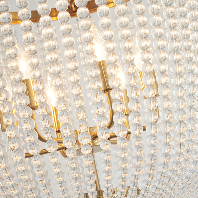 Satin Black/Chrome/Gold Frame Chandelier with Clear Beaded Hanging Glass