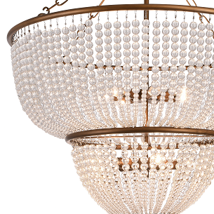 Bronze Two-Tier Chandelier with Clear Crystal Beads by Bethel