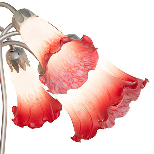 Pink/White Tiffany Pond Lily 12 Light Chandelier