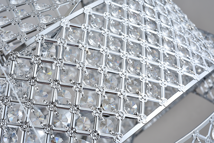 Chrome Triple Ring Clear Crystal Chandelier