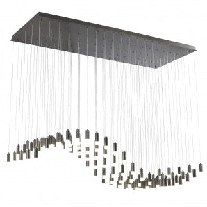Black Rectangular Multi-Light Pendant with Frosted White Caps