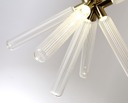 Gold Sputnik LED Chandelier with Clear Glass Globes