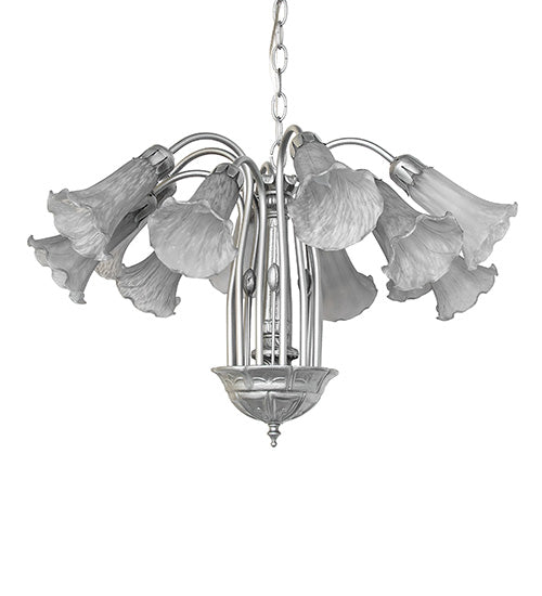 24" Wide Gray Tiffany Pond Lily 12 Light Chandelier