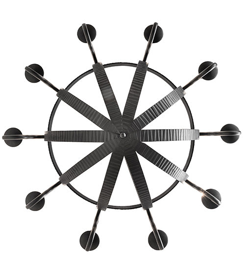 54" Wide Barrel Stave Metallo 10 Light Chandelier