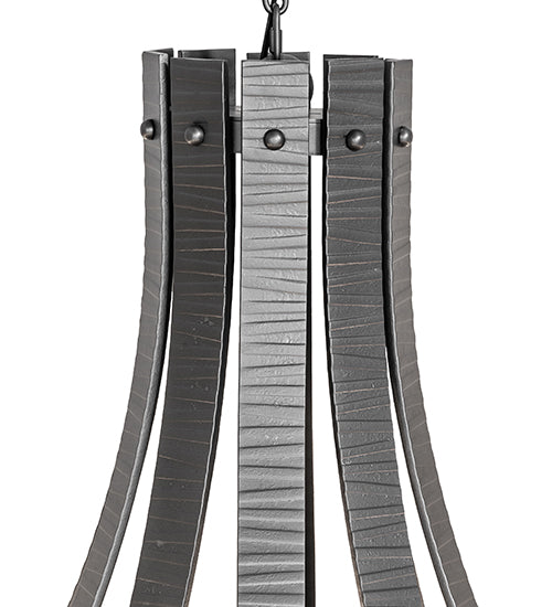 54" Wide Barrel Stave Metallo 10 Light Chandelier