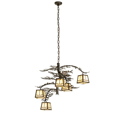 36" Wide Pine Branch Valley View 5 Light Chandelier