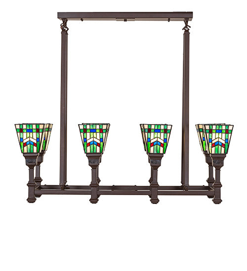 36" Long Prairie Wheat 8 Light Oblong Chandelier