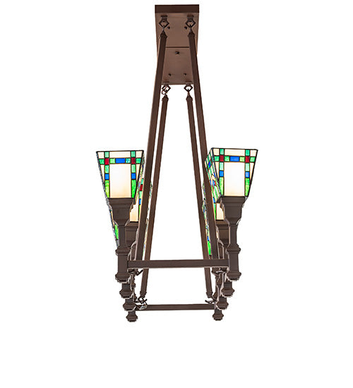 36" Long Prairie Wheat 8 Light Oblong Chandelier