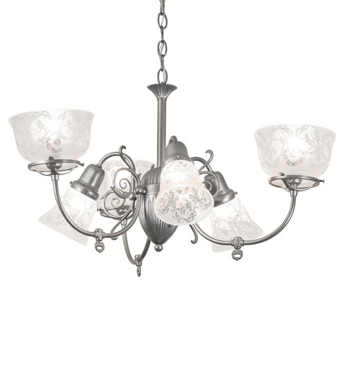30" Wide Gas & Electric 6 Light Chandelier
