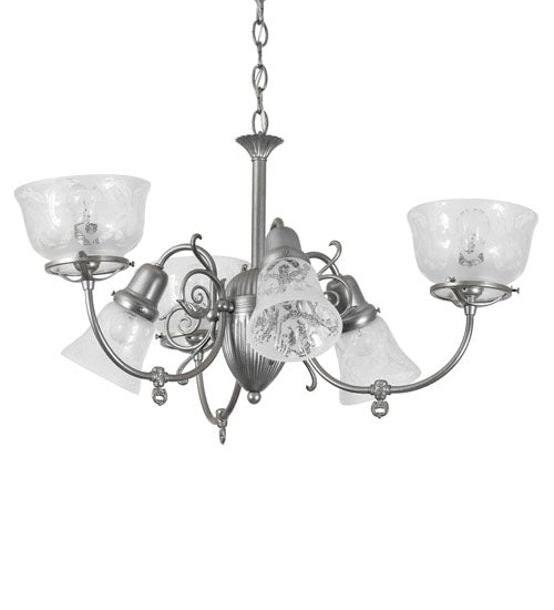 30" Wide Gas & Electric 6 Light Chandelier