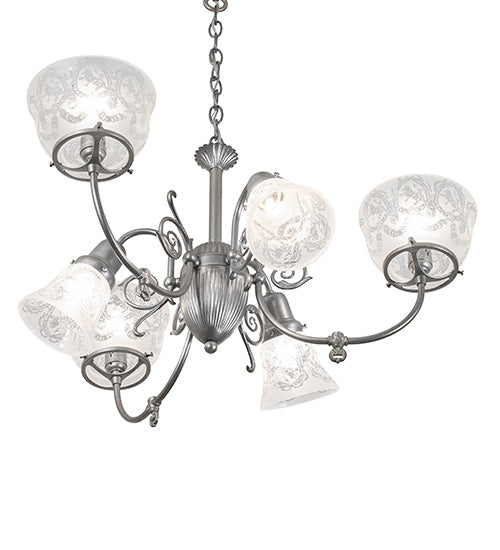 30" Wide Gas & Electric 6 Light Chandelier