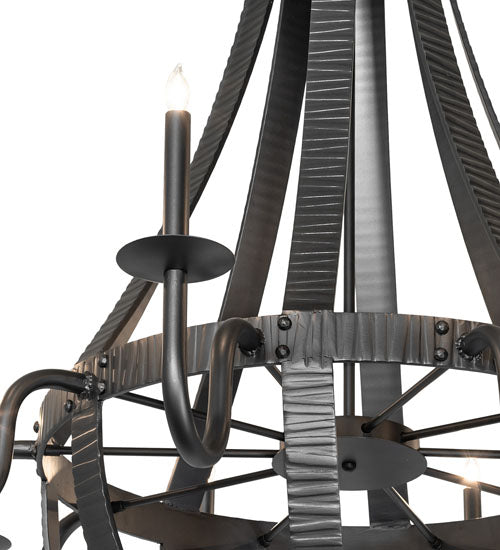 48" Wide Barrel Stave Metallo 10 Light Chandelier