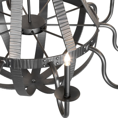 48" Wide Barrel Stave Metallo 10 Light Chandelier