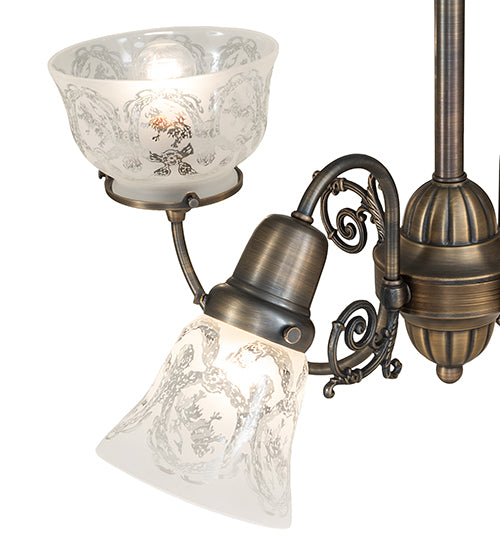 28" Wide Revival Gas & Electric 4 Light Chandelier