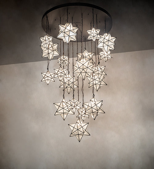 72" Wide Moravian Star 19 Light Cascading Chandelier by Meyda Lighting