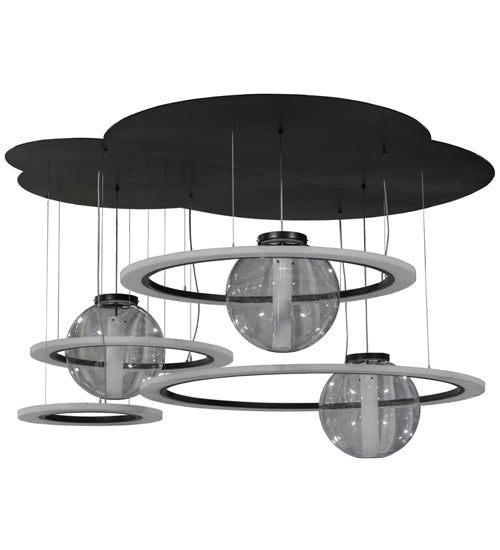 84" Wide Anillo Bola 4 Ring LED Cascading Pendant by Meyda Lighting